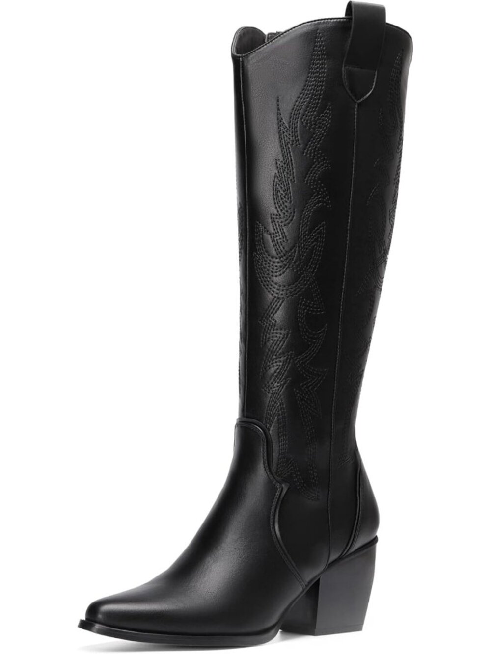 Women's Black Cowboy Knee High Boots Classic Western Riding Boots